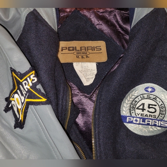 Vintage Polaris Varsity Navy Gray Bomber Jacket, Made In Canada Men's Large/XL - Picture 4 of 12